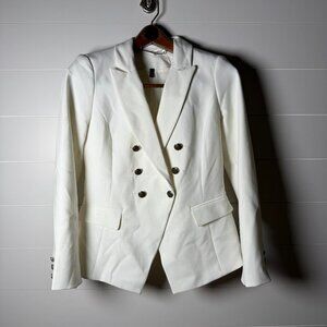 White Black Blazer Jacket Off White Size 4 Double Breast Fully Lined